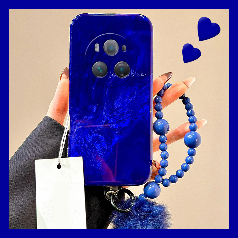 克莱因蓝晕染适用华为荣耀magic7手机壳play8tpro毛球play7t挂链6t冰川纹5t简约mgaic6pro至臻版majic5/honor