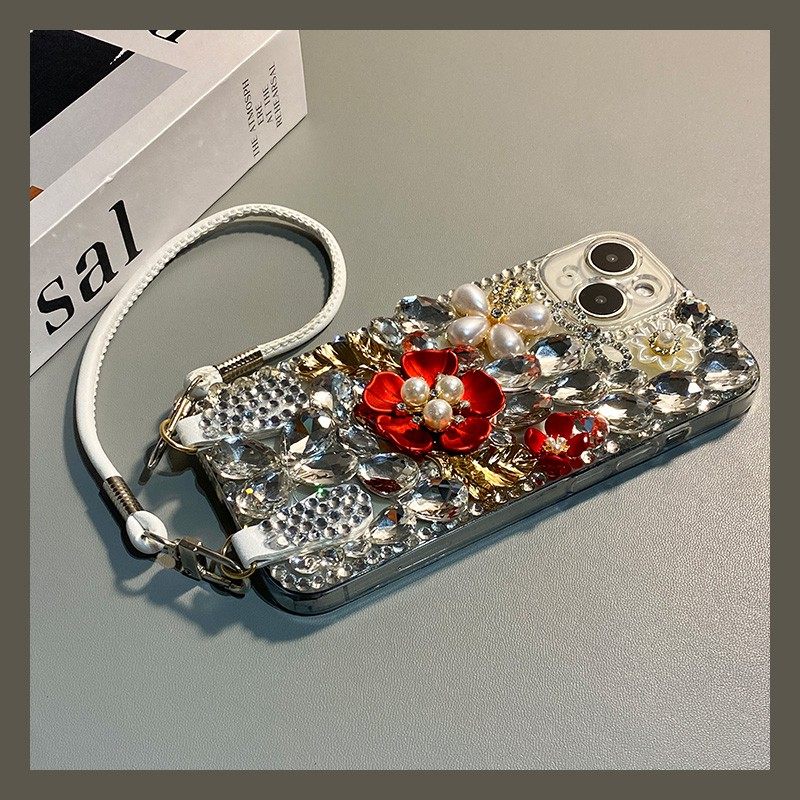 手机壳硅胶ins风满屏水钻珍珠宝