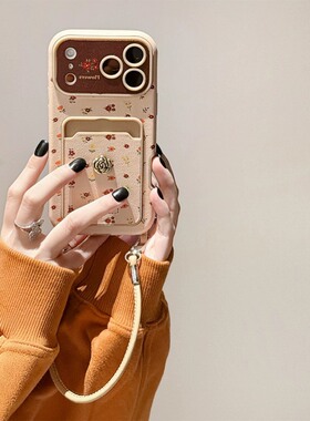 ins风山茶花花朵适用opporeno14手机壳reon13碎花12挂绳11立体真我v23皮纹q5i手提绳a58x卡包a57仿皮0ppop软P