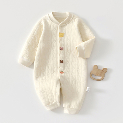 三层夹棉，纯棉A类保暖婴儿服