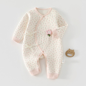 新生婴儿衣服秋冬夹棉女宝保暖和尚服睡衣初生宝宝连体衣冬季 加厚