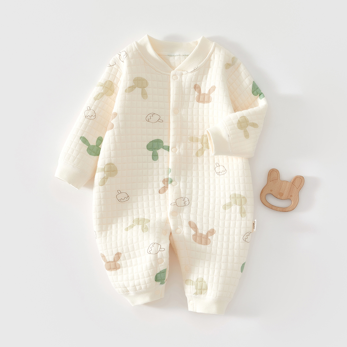 三层夹棉保暖连体衣，纯棉A类