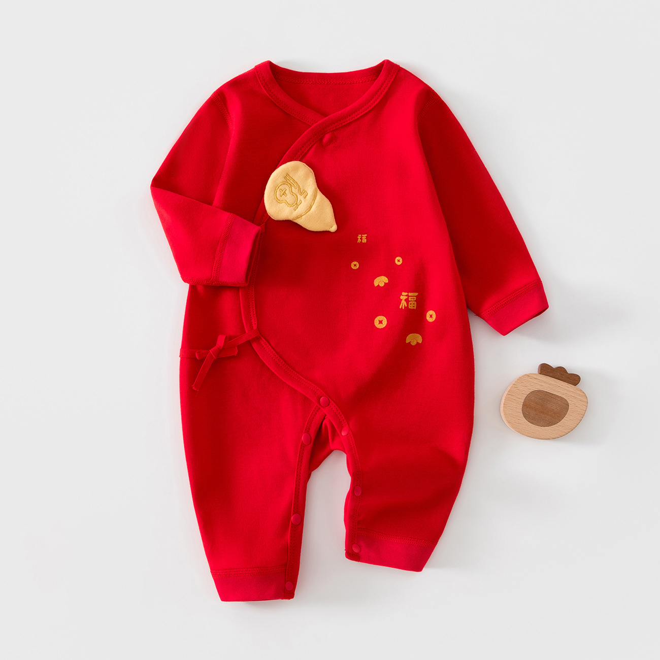 满月宝宝衣服大红色婴儿连体衣新生婴儿服百天男女婴幼儿喜庆套装