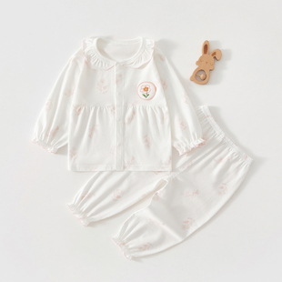 婴儿衣服夏季薄款空调服分体套装6个月女宝宝夏装可爱超萌甜美a类