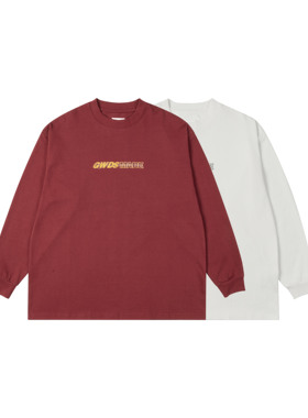 GWDS 23FW LOGO康丽印花350g休闲宽松圆领简约纯色长袖T男女上衣