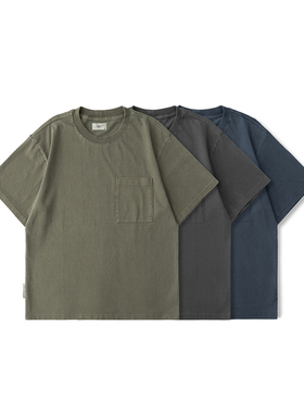 GWDS 阿苏特染水洗三色做旧复古日系休闲百搭口袋短袖