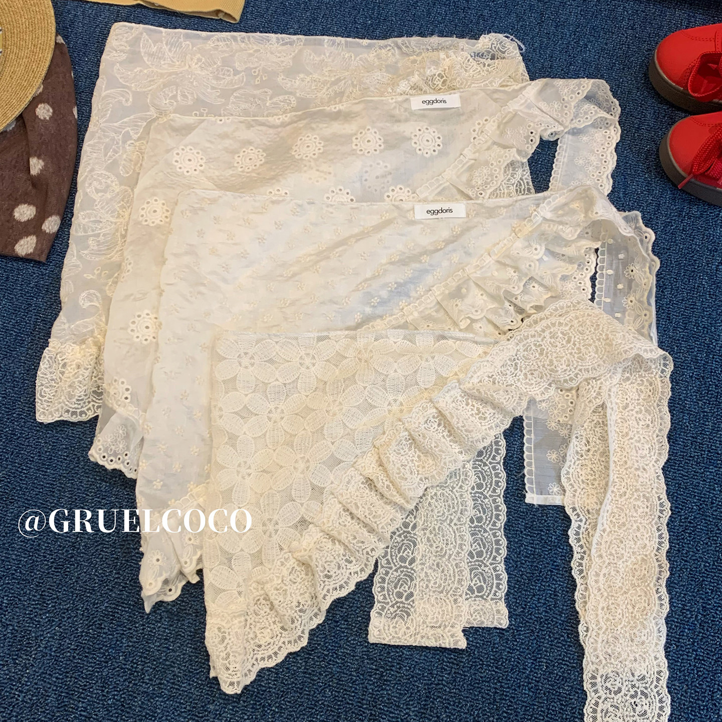 韩国小众蕾丝三角巾屁帘女春夏时尚叠穿半身裙一片式绑系裙帘短裙