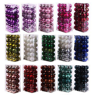 亚马逊4cm36pcs塑料电镀球珠光哑光亮光异形圣诞球套装 饰 圣诞树装