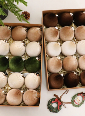 亚马逊爆款8cm/15PCS包布球圣诞球装饰品摆件圣诞节装饰挂饰