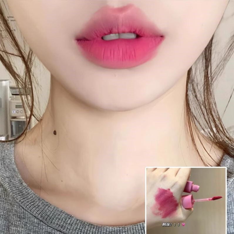 冷感韩妹色!橄榄皮真爱柔雾丝绒唇釉哑光唇泥显白不挑皮韩系口红