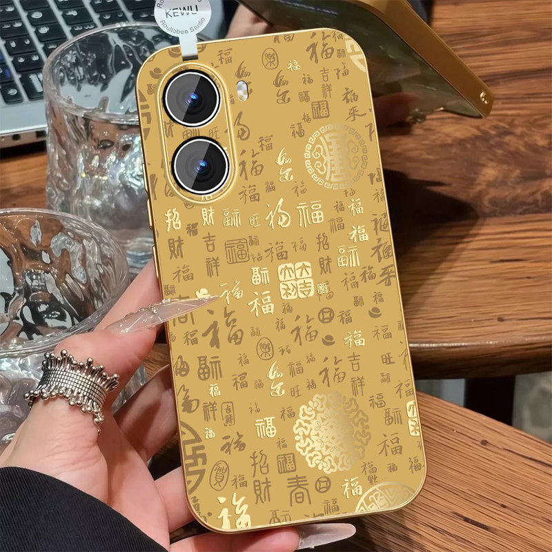 金色百福图适用红米turbo4手机壳女Redmiturbo3磨砂电镀银Turbo4pro本命年13c高级马年新款米12套全包防摔外
