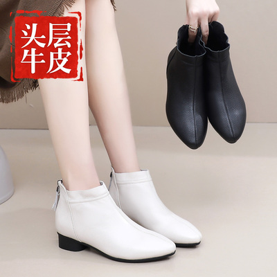 2025真皮小短靴低跟广场舞蹈鞋