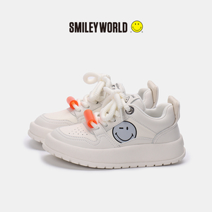 SMILEYWORLD笑脸板鞋2024秋季新款童鞋男女童韩版百搭休闲小白鞋