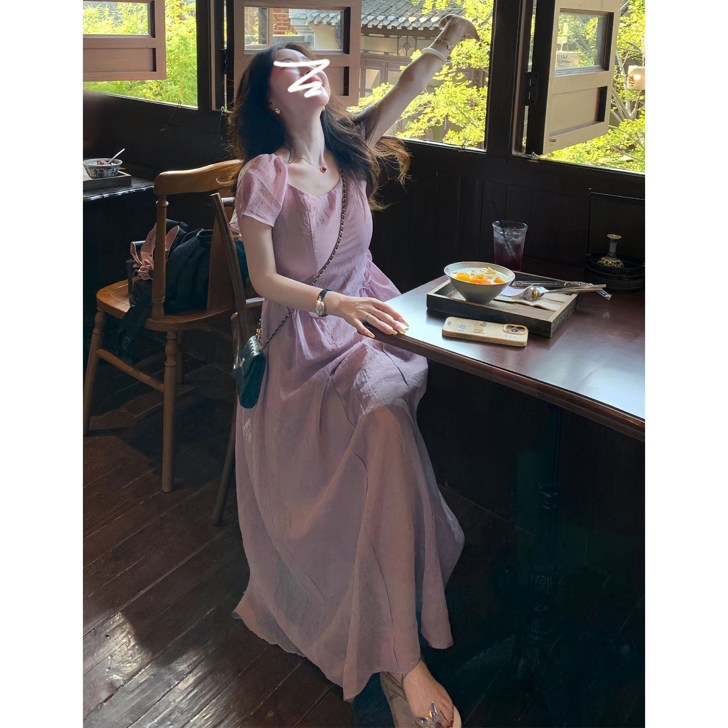 轻奢小众不撞款法式紫色连衣裙子女装夏季2026新款气质长裙高级感图片
