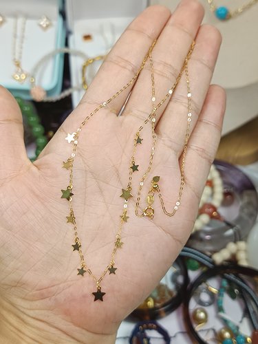 4361-爆闪项链一条，一闪一闪亮星星项链，通体18K，45cm，可调节