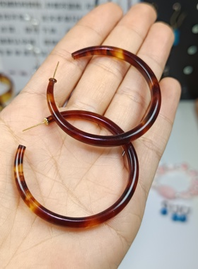 3985-18K金塑料耳环耳圈，内径约40mm
