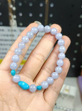 4159-卡7+缅A翡翠紫珠原矿高瓷玉化暴力蓝绿松手串，有种有色