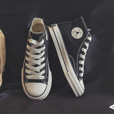 人本男鞋帆布鞋高帮休闲板鞋