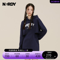 NERDY2024春夏新款连帽收腰卫衣连衣裙logo字母印花女裙子休闲