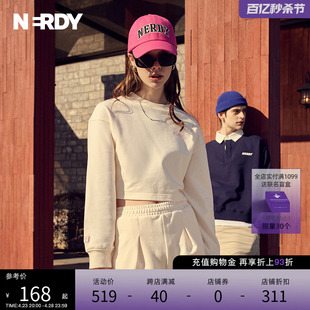 卫衣性感露脐圆领长袖 NERDY2024春夏新款 草书logo短款 女款 卫衣潮