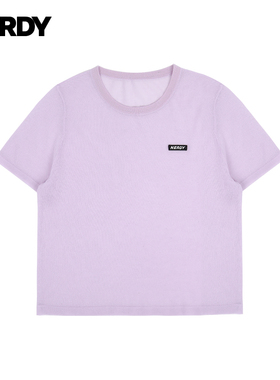 NERDY2024夏秋新款宽松休闲圆领薄透针织T恤女上衣短袖时尚潮流