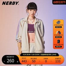 NERDY2024春夏新款情侣装渐变双杠运动服套装女宽松休闲外套上衣