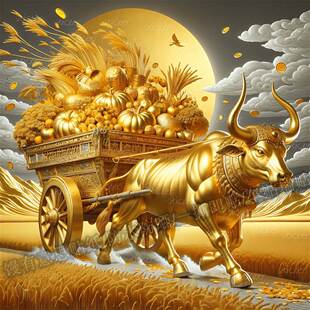 满载而归金牛海报贴纸玄关入户门吉祥好运自粘贴画高档堂屋贴纸画