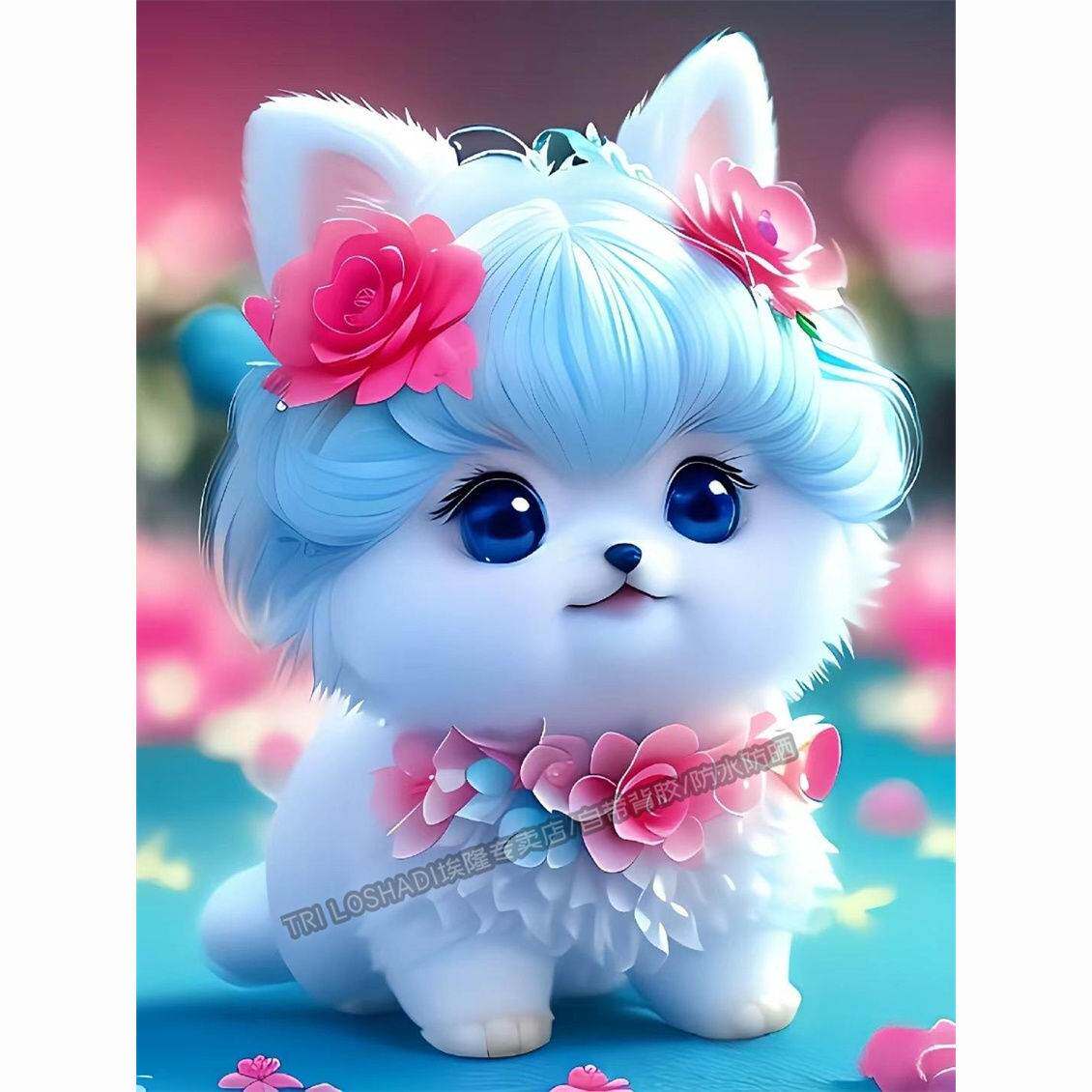 蓝色可爱狗狗贴画电动车桌面冰箱走廊电脑平板行李箱萌宠贴纸防水