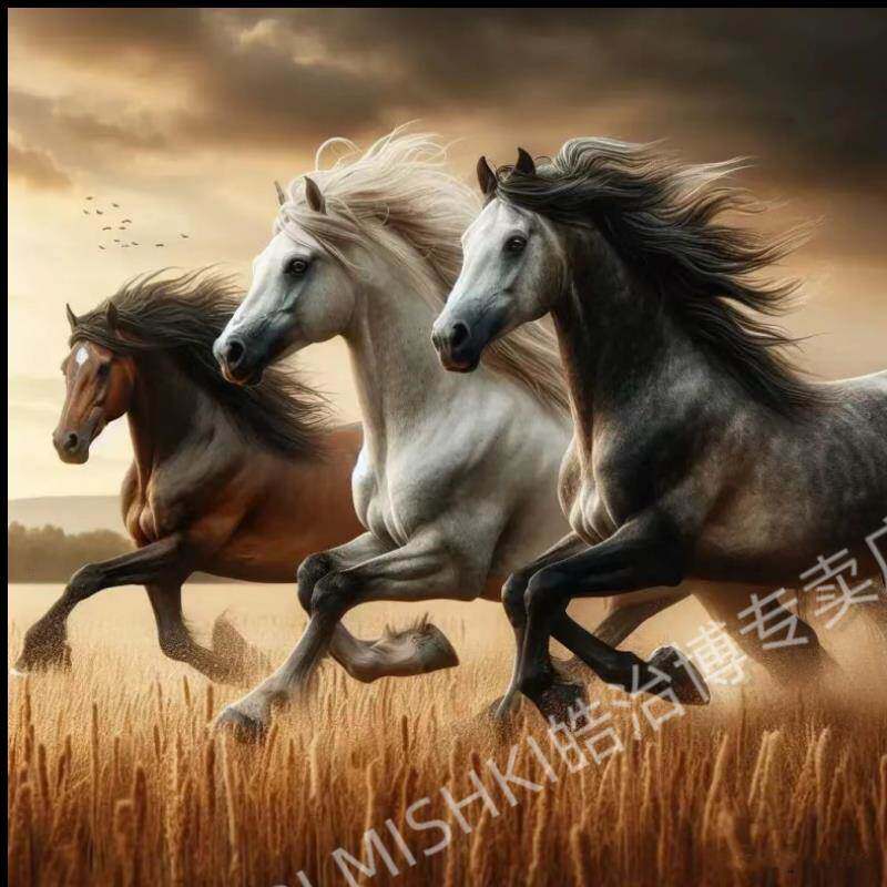 马到成功万马奔腾高清自粘贴画客厅书房走廊办公室仿真