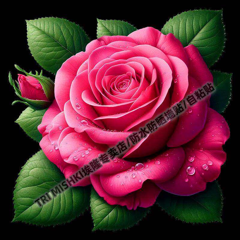 治愈系美丽的粉色玫瑰贴纸汽车车身划痕贴纸卫生间马桶防水自粘