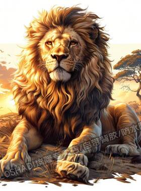 万兽之王狮子霸气墙面玄关客厅权威贴纸汽车电动车遮瑕贴纸自粘贴