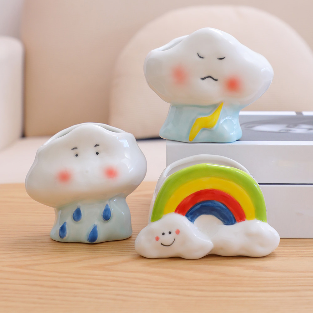 陶瓷花盆云朵天气彩虹包邮