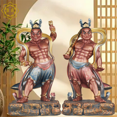 康盛哼哈二将佛像家用供奉树脂护法金刚一对门神顺宅桌面摆件