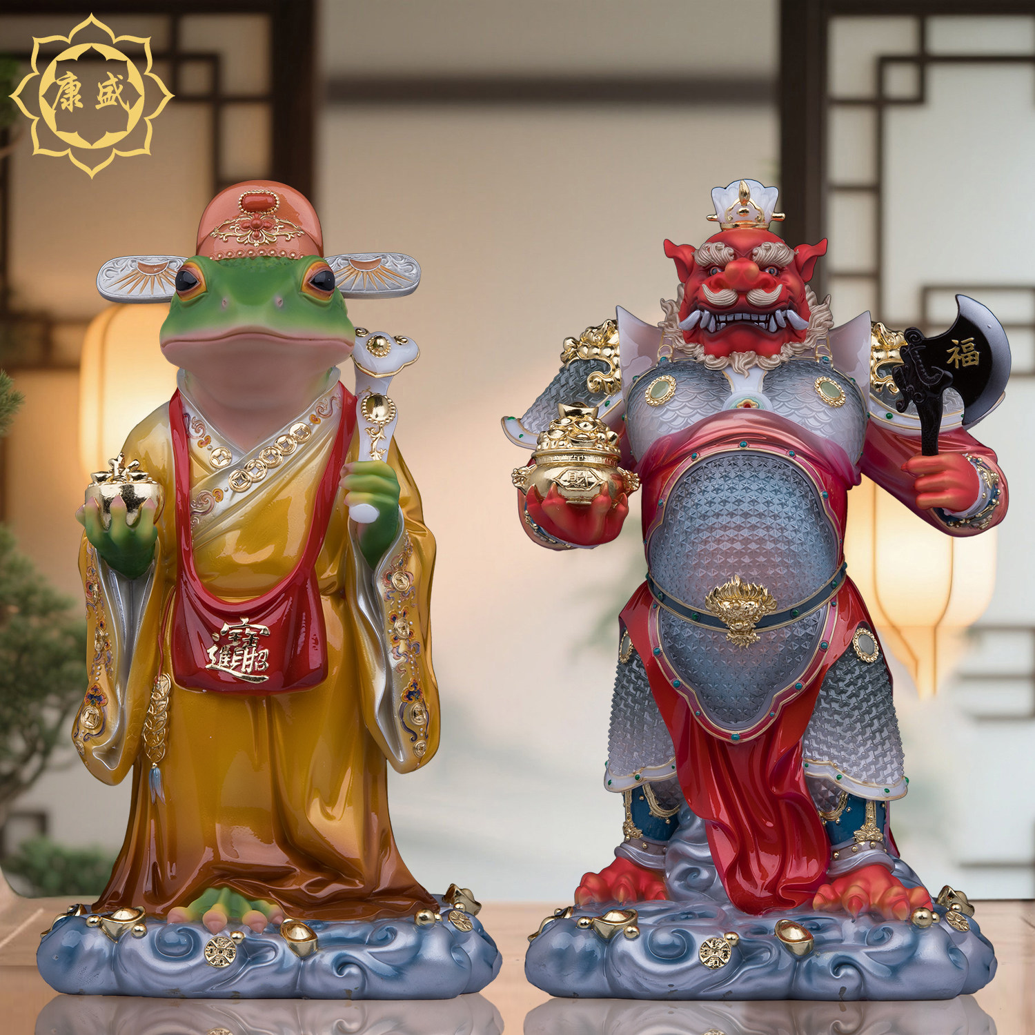 神兽貔貅摆件三足金蟾神像汉白玉守财家用店铺祝福中式桌面摆件