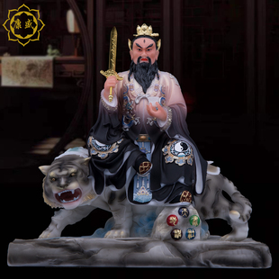 张天师神像汉白玉骑虎张天师坐骑张道陵道家祖师正一真人家用摆件