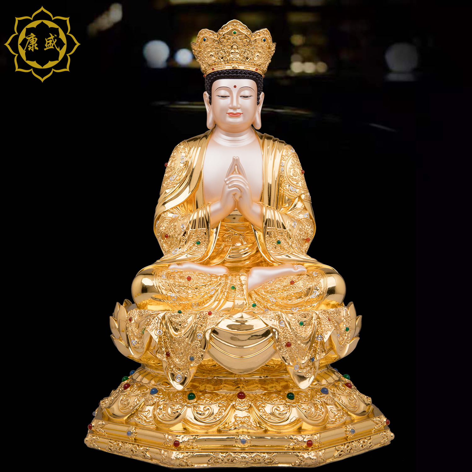 大日如来佛祖像三宝毗卢遮那佛铜像全铜贴金家用工艺品供奉摆件