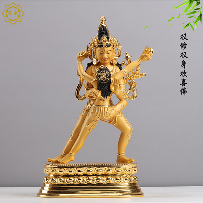 欢喜佛佛像纯铜彩绘摆件佛像