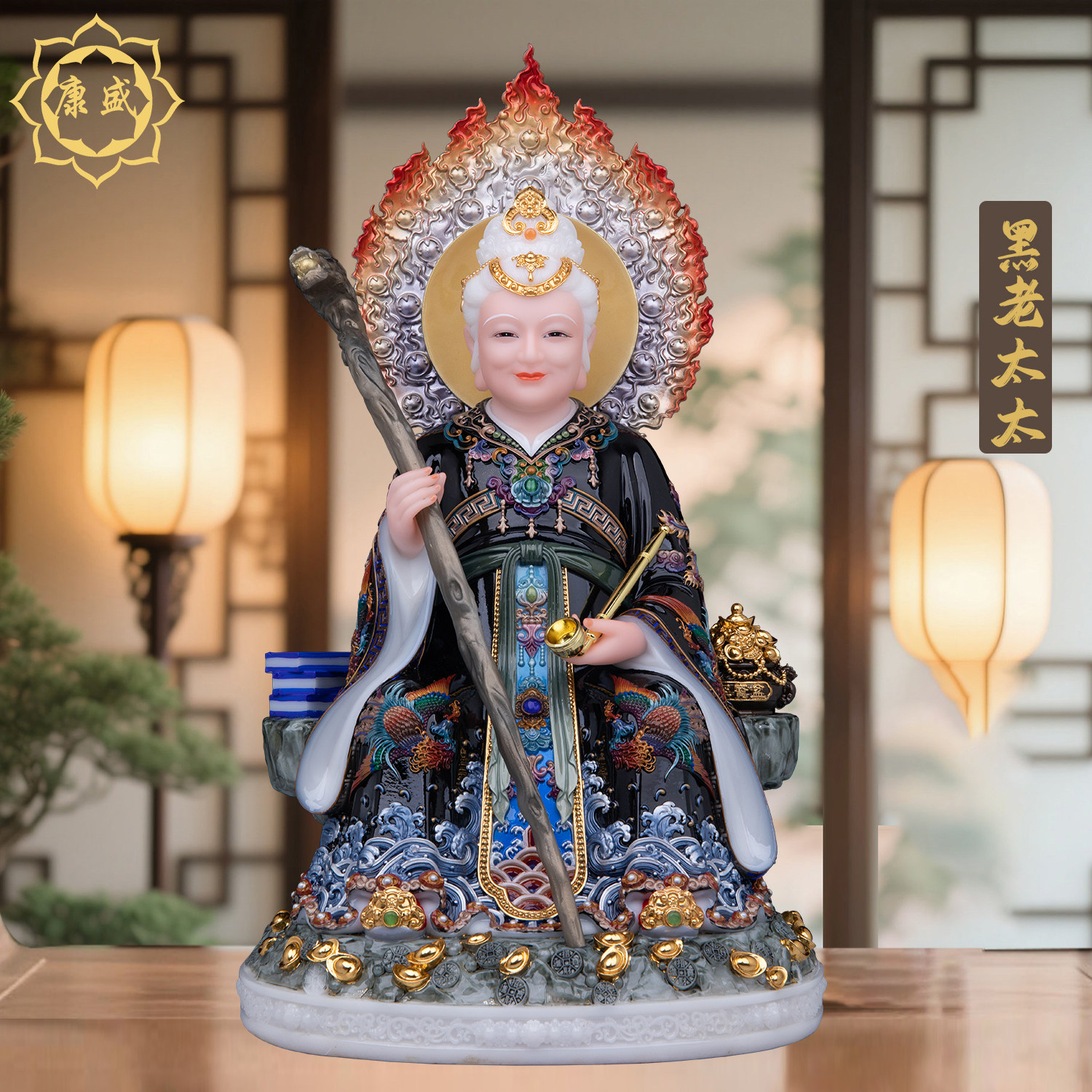 黑老太太神像黑妈妈像体汉白玉东北四大家族黑奶奶像堂口供奉摆件