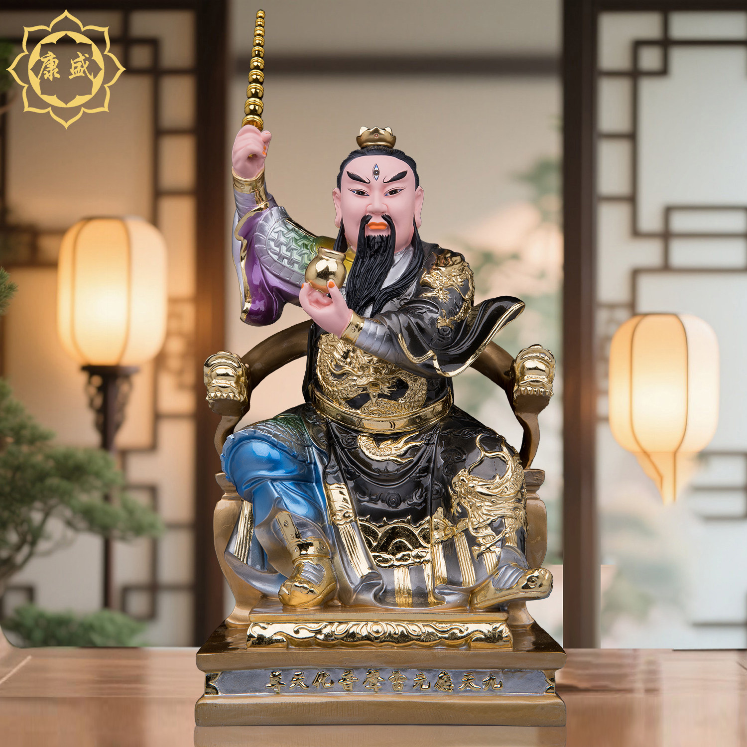 九天应元普化天尊神像树脂彩绘雷祖雷大帝神佛像雷公家用供奉摆件