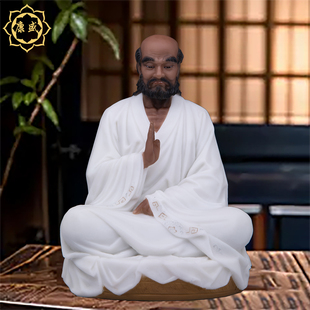 达摩祖师佛像汉白玉达摩神像中式禅意家居供奉玄关办公室寺庙摆件