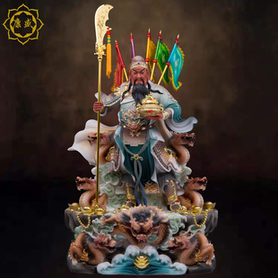 九龙关公关二爷神像店铺摆件家用供奉汉白玉武财神关公神像摆件