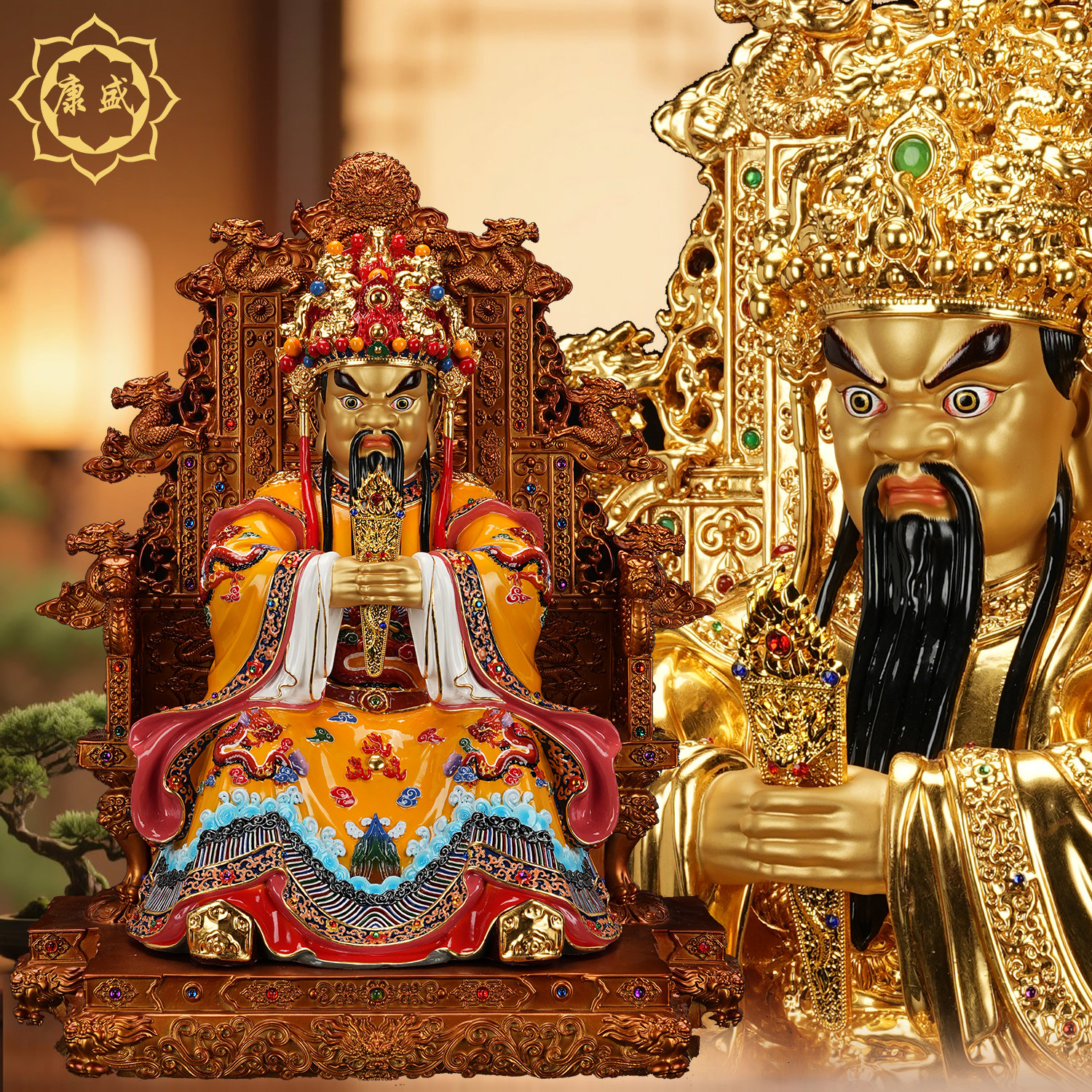 九龙椅五爷佛像五台山广济龙王菩萨铜像铜锦雕寺院佛堂供奉摆件