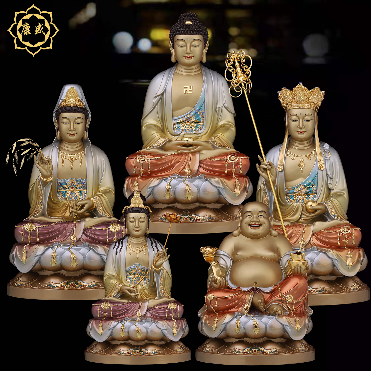 全堂佛佛像佛祖像娑婆三圣西方三圣释迦观音地藏王弥勒大势至菩萨