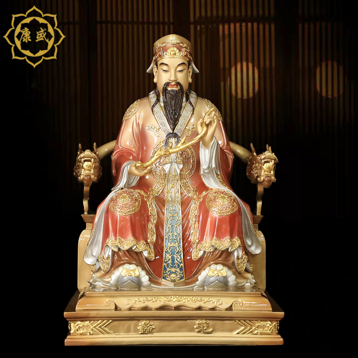 文财神范蠡神像纯铜珐琅彩绘如意财神爷家用财神铜像工艺桌面摆件