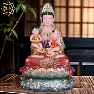 送子观音菩萨佛像汉白玉南海观世音菩萨求子送子观音像供奉摆件