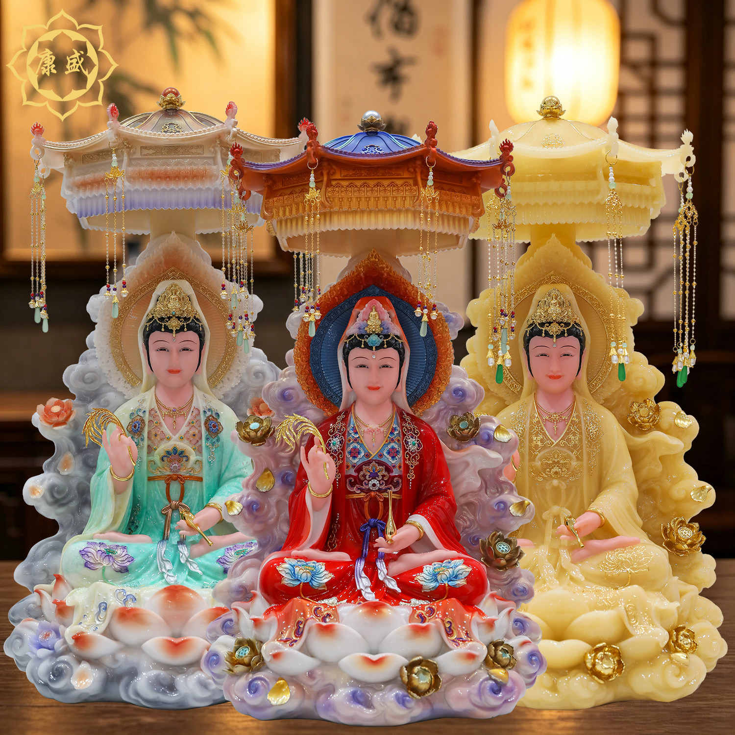 观音菩萨佛像汉白玉观世音菩萨南海观音娘娘佛堂寺庙供奉摆件家用