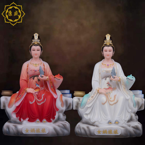 女娲娘娘神像汉白玉家用摆件