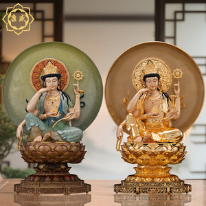 台湾铜鎏金如意轮观音佛像南海自在观音像观世音菩萨家用供奉摆件