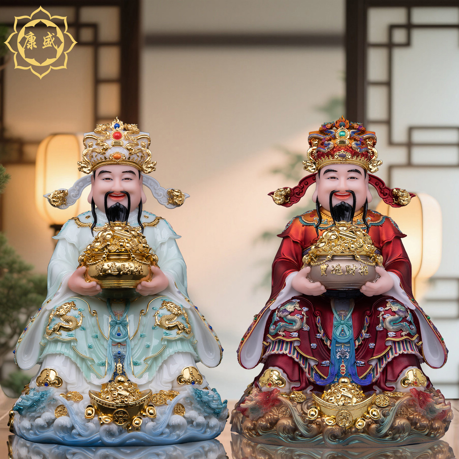 财神爷神像家用客厅店铺财神像公司办公室比干文财神爷佛像摆件