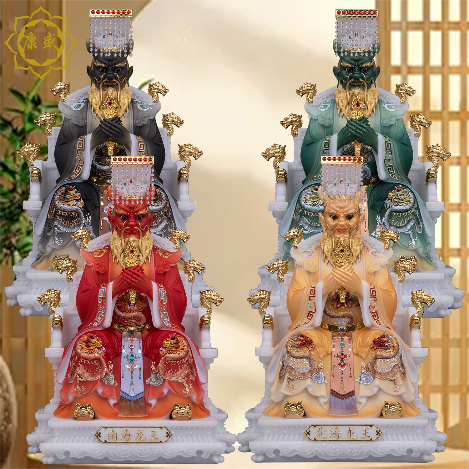 四海龙王像东南西北四海龙王爷像家用汉白玉玄关招财高档摆件